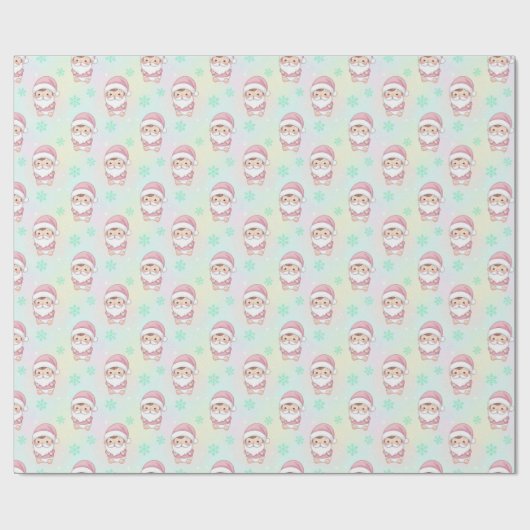 Kawaii Santa pastel pattern  Cadeaupapier (Vlak)