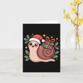 Kawaii Santa Snail With Wrapped Box And Holly Star Kaart (Gele Bloem)