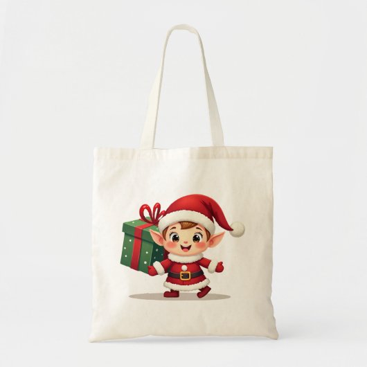 Kawaii Santa's Elf Helper Tote Bag (Voorkant)