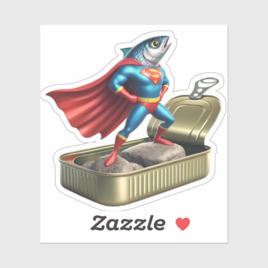  Kawaii Sardine Superhero Mighty Fish Sticker (Vel)