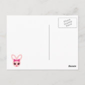 Kawaii Sassy Bunny Pink Bow & Mod Stippen Briefkaart (Achterkant)