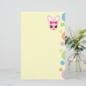 Kawaii Sassy Bunny Roze Strikje & Mod Stippen Briefpapier (Staand voorkant)