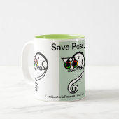 Kawaii - Save POSSUMS - Bedreigd - Australië Tweekleurige Koffiemok (Voorkant links)