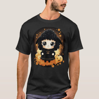 kawaii Schaap gekleed in een Halloween kostuum en  T-shirt