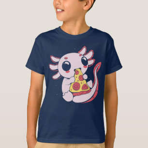 Kawaii schattig axolotl PIZZALOTL pizza liefhebber T-shirt