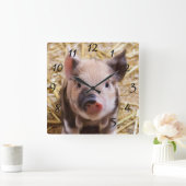 Kawaii schattig baby varken van schattig boerderij vierkante klok (Huis)