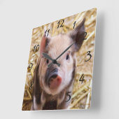 Kawaii schattig baby varken van schattig boerderij vierkante klok (Hoek)