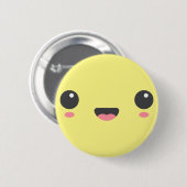 Kawaii, schattig gelukkig gezicht, geel ronde button 5,7 cm (Voorkant /achterkant)