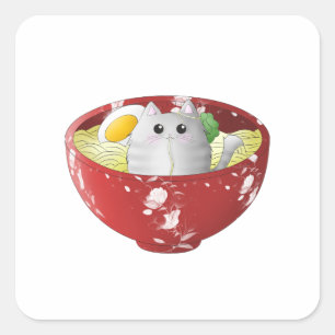 Kawaii schattig grappig japans anime kat in een no vierkante sticker