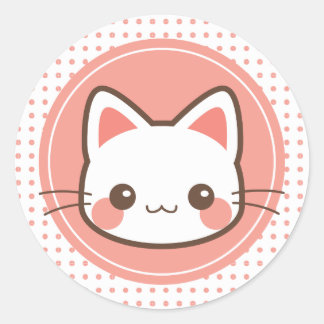 Kawaii schattig kat ronde sticker