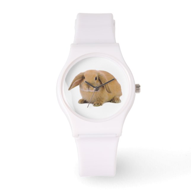 Kawaii Schattig Lop Konijntje Konijn Horloge (Voorkant)