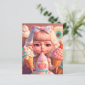 Kawaii schattig meisje met ijsjes (Staand voorkant)