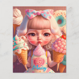 Kawaii schattig meisje met ijsjes