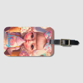 Kawaii schattig meisje met ijsjes bagagelabel