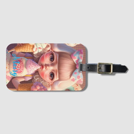 Kawaii schattig meisje met ijsjes bagagelabel (Voorkant (horizontaal))