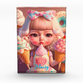 Kawaii schattig meisje met ijsjes fotoblokken