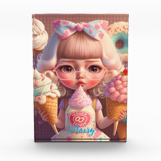 Kawaii schattig meisje met ijsjes   fotoblokken (Voorkant)