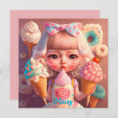 Kawaii schattig meisje met ijsjes kaart (Voorkant / Achterkant)