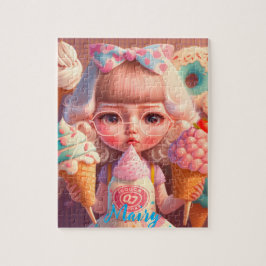Kawaii schattig meisje met ijsjes legpuzzel
