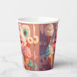 Kawaii schattig meisje met ijsjes papieren bekers