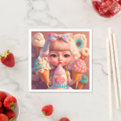 Kawaii schattig meisje met ijsjes servet (Insitu)