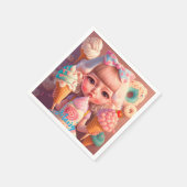 Kawaii schattig meisje met ijsjes servet (Hoek)