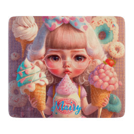 Kawaii schattig meisje met ijsjes snijplank