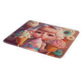 Kawaii schattig meisje met ijsjes snijplank (Hoek)