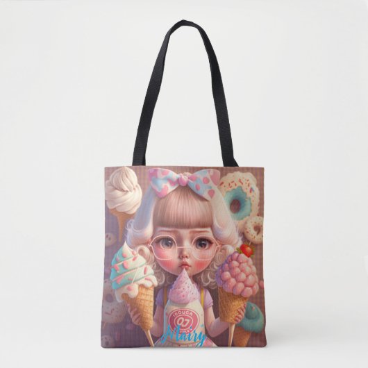 Kawaii schattig meisje met ijsjes tote bag (Voorkant)