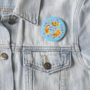 kawaii schattig y2k regenboog goudvis  ronde button 5,7 cm
