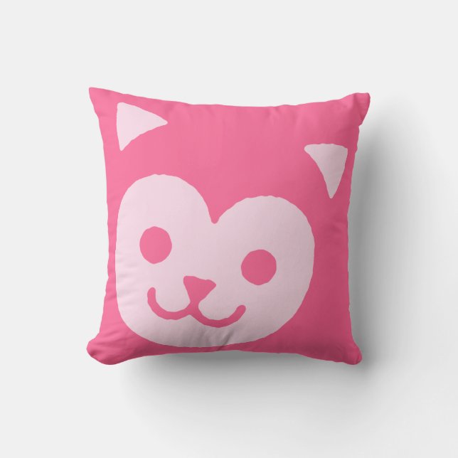 Kawaii Schattig Zoete Kitty Kat Gezicht Kussen (Voorkant)
