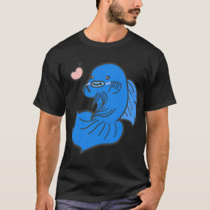 Kawaii Schattige Anime Grappige Betta Vis - Blauw T-shirt