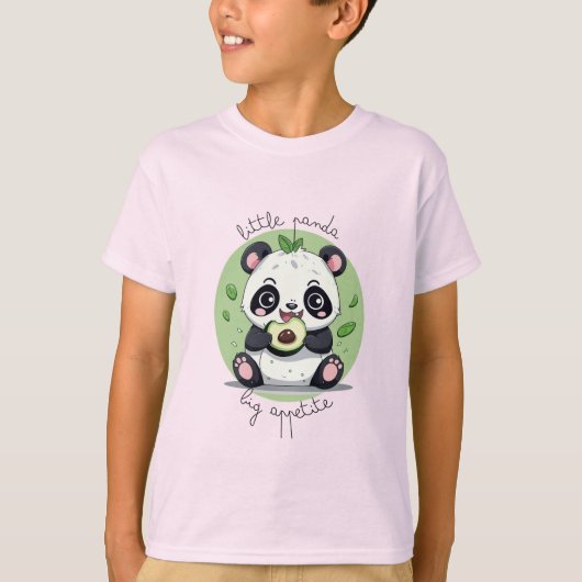 Kawaii Schattige Baby Panda Eating Avocado T-shirt (Voorkant)