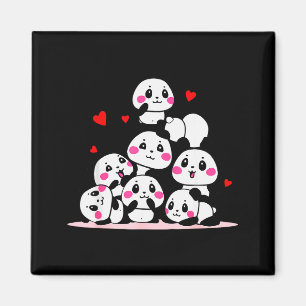 Kawaii Schattige Baby Panda Stapel Met Rode Harten Magneet