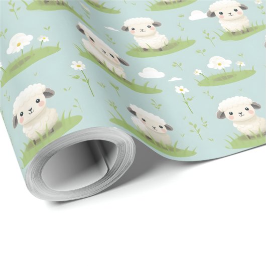 Kawaii Schattige Baby Sheep Cadeaupapier (Rol Hoek)