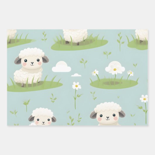 Kawaii Schattige Baby Sheep Inpakpapier Vel (Voorkant)