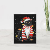 Kawaii Schattige Black Cat Santa verstrikt in Xmas Kaart (Voorkant)