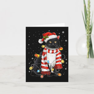 Kawaii Schattige Black Cat Santa verstrikt in Xmas Kaart