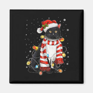 Kawaii Schattige Black Cat Santa verstrikt in Xmas Magneet