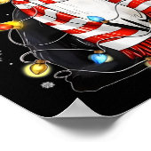 Kawaii Schattige Black Cat Santa verstrikt in Xmas Poster (Hoek)