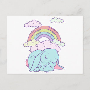 Kawaii Schattige Cartoon Konijn Konijn Regenboog Briefkaart
