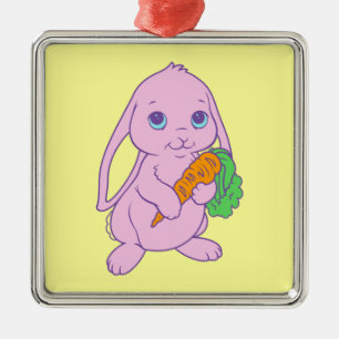 Kawaii Schattige Cartoon Konijn Konijn Wortel Metalen Ornament