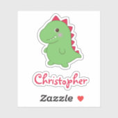 Kawaii Schattige Chibi Green Dino T-Rex Naam Sticker (Vel)