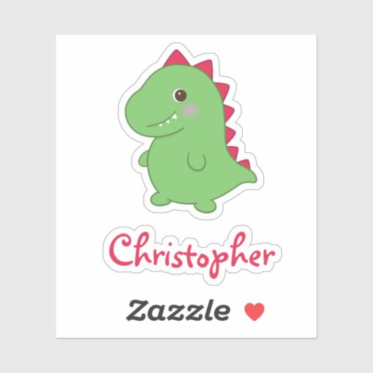 Kawaii Schattige Chibi Green Dino T-Rex Naam Sticker (Vel)