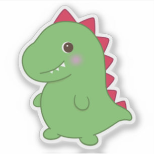 Kawaii Schattige Chibi Green Dino T-Rex Sticker