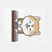 Kawaii Schattige Dog Playing Piano Keyboard Fleece Deken (Voorkant (Horizontaal))