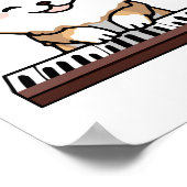 Kawaii Schattige Dog Playing Piano Keyboard Poster (Hoek)