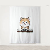 Kawaii Schattige Dog Playing Piano Keyboard Wandkleed (Voorkant)