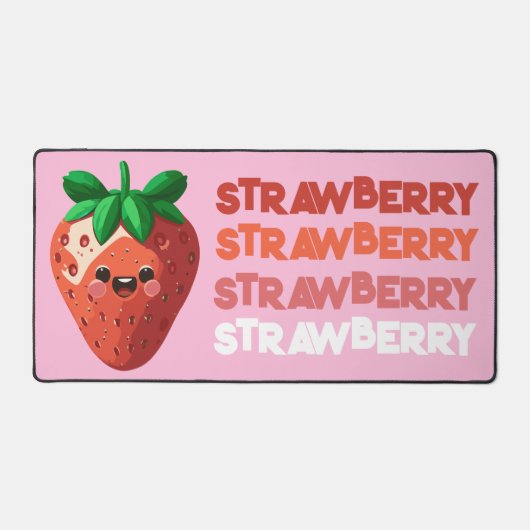 Kawaii Schattige Happy Strawberry Pop Stijl Bureaumat (Voorkant)