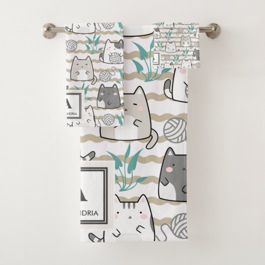 Kawaii Schattige kattenpatroon (2) Bad Handdoek (Insitu)